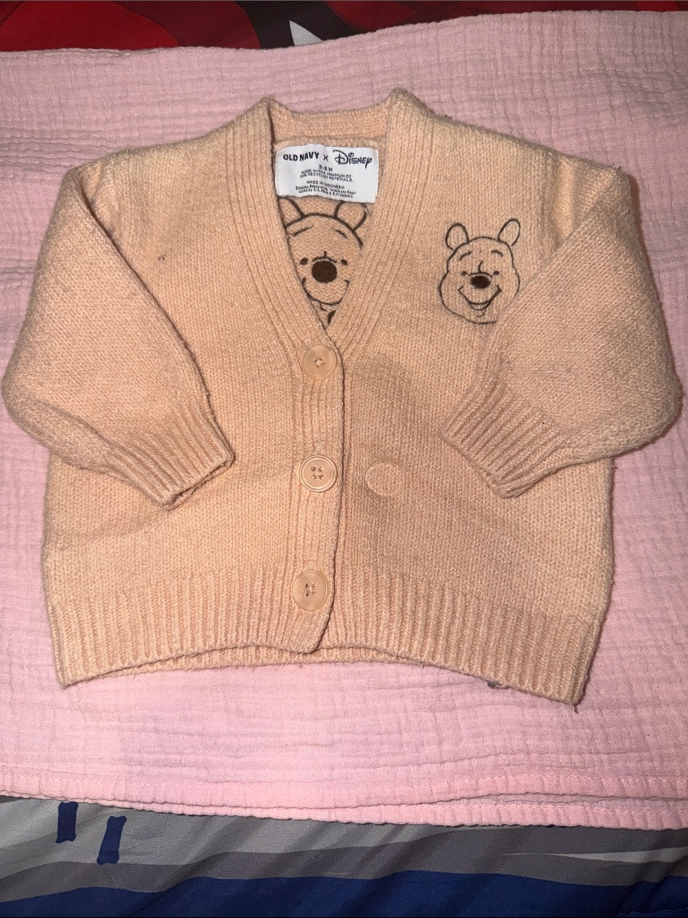 Old Navy Peach Winnie the Pooh Knit Cardigan